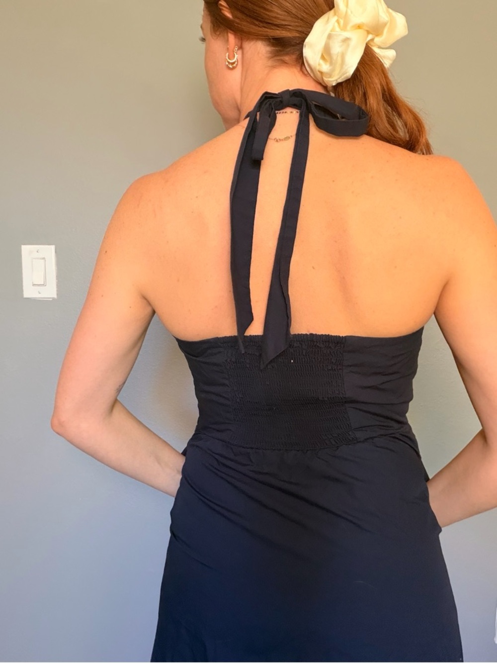 Navy Halter Maxi Dress - Classic Women's Summer Dress - Picture 2 of 3